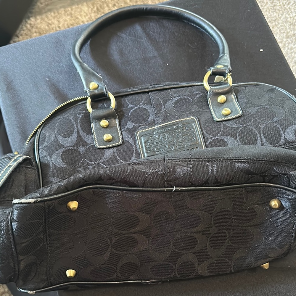 Coach Black Satchel with Signature Monogram